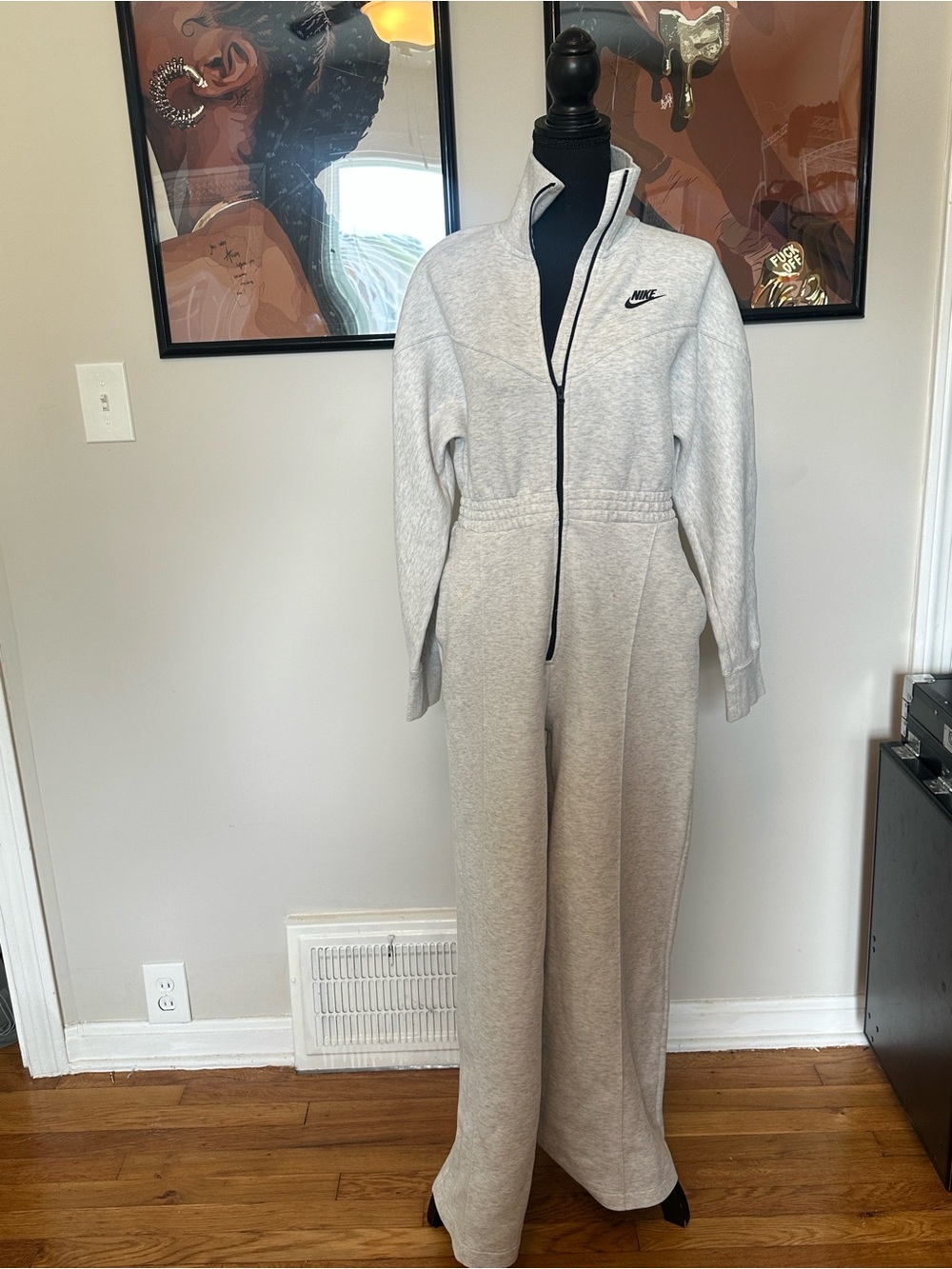 Nike Women's tech heather Gray Zip-Up Jumpsuit - Picture 4 of 4